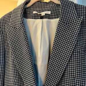 Veronica Beard Schoolboy Dickey Jacket Blazer White & Black Houndstooth